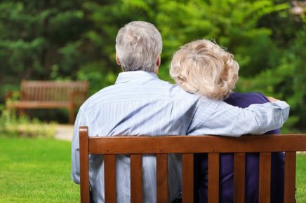 retired couple on bench